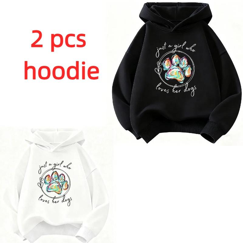 Spring Autumn Kids Hoodie Sweatshirt Animal Dog Paw Prints Graphic Print Casual Boys and Girls' Daily Wear