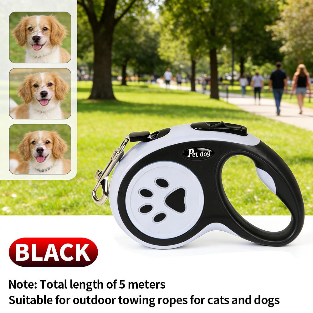

5M Retractable Dog Leash, One-Hand Brake Anti-Slip Pet Traction Rope for Small Medium Pets чорний