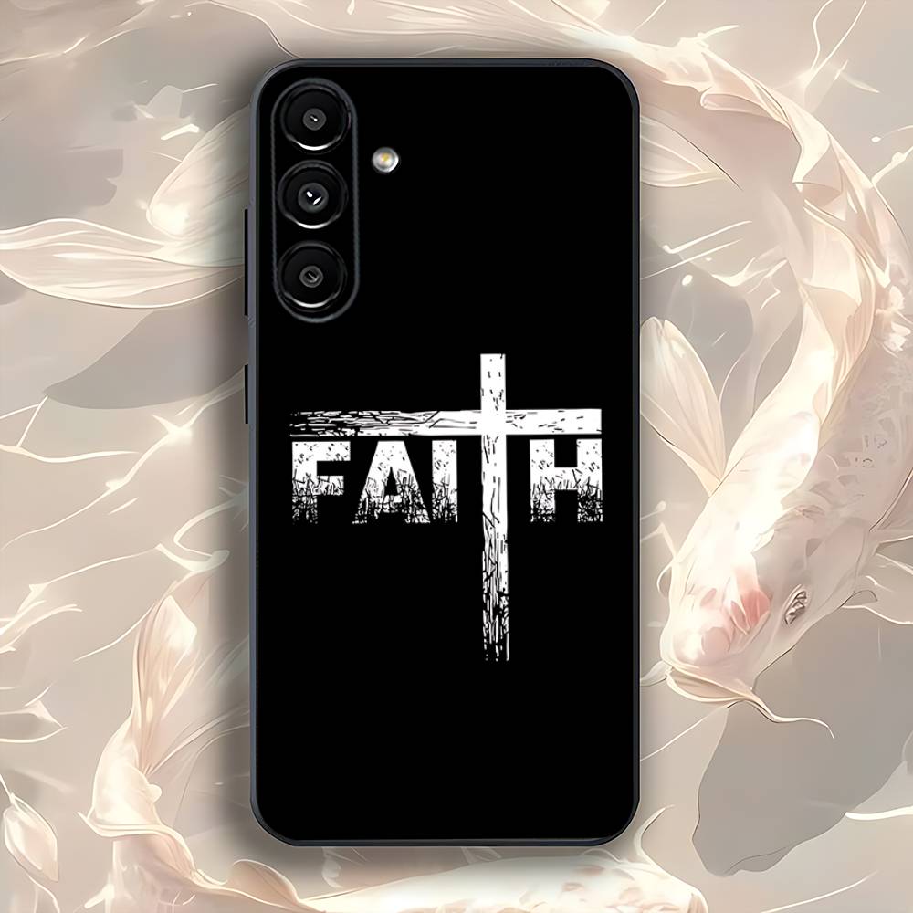 

Jesus Christian Simple Cross Phone Case For Samsung Galaxy A73,31,32,72,41,53,52,71,22,5G,Note,J7,8,9 Soft Black Cover SamsungA21S