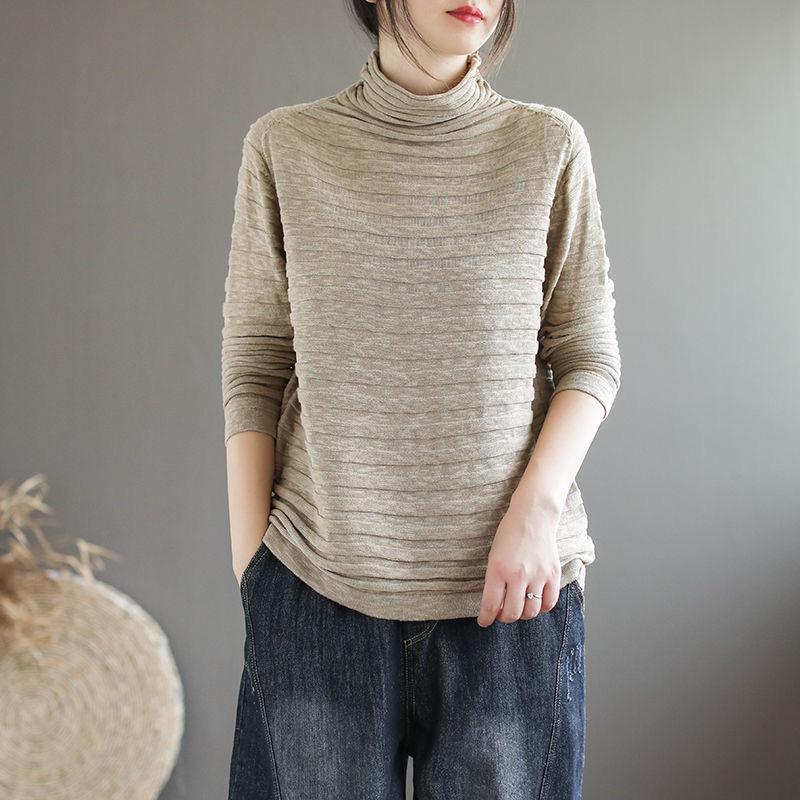 DIMANAF  Autumn Winter Sweater Pullovers Tops  Women Casual Striped Basic Cotton Knitted 6223