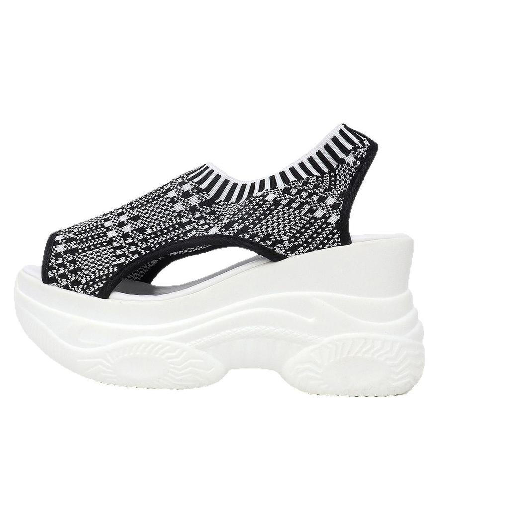Flying Woven Sports Sandals Breathable Large Size Foot Set Platform Muffin Roman Sandals Women'S Summer