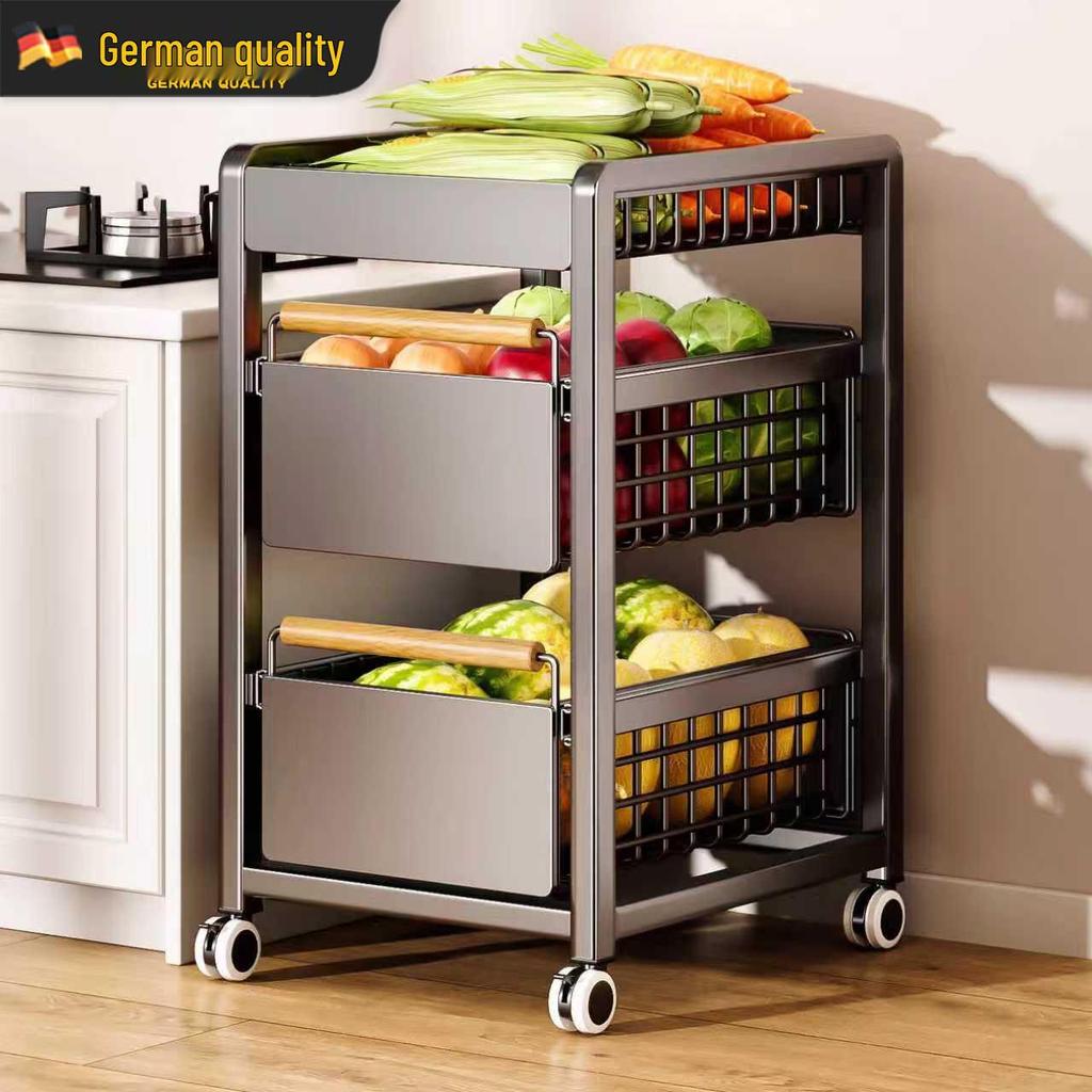 Multi-Layer Mobile Kitchen Cart for Seasoning, Snacks, and Produce Storage