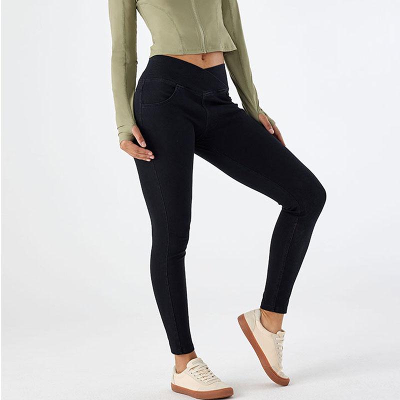 Schlanke High-Waist Yoga-Jeans Damen sexy lässig Hochelastische Denimhose Damen