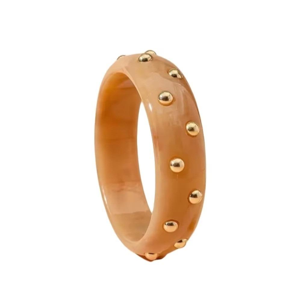 Gold Beads Stackable Bangle Round Shape Wrist Jewelry Fashion Wide Resin Bracelet Commute