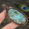 Tibetan Turquoise Gemstone Copper Wire Wrap Jewelry Pendant 3.59