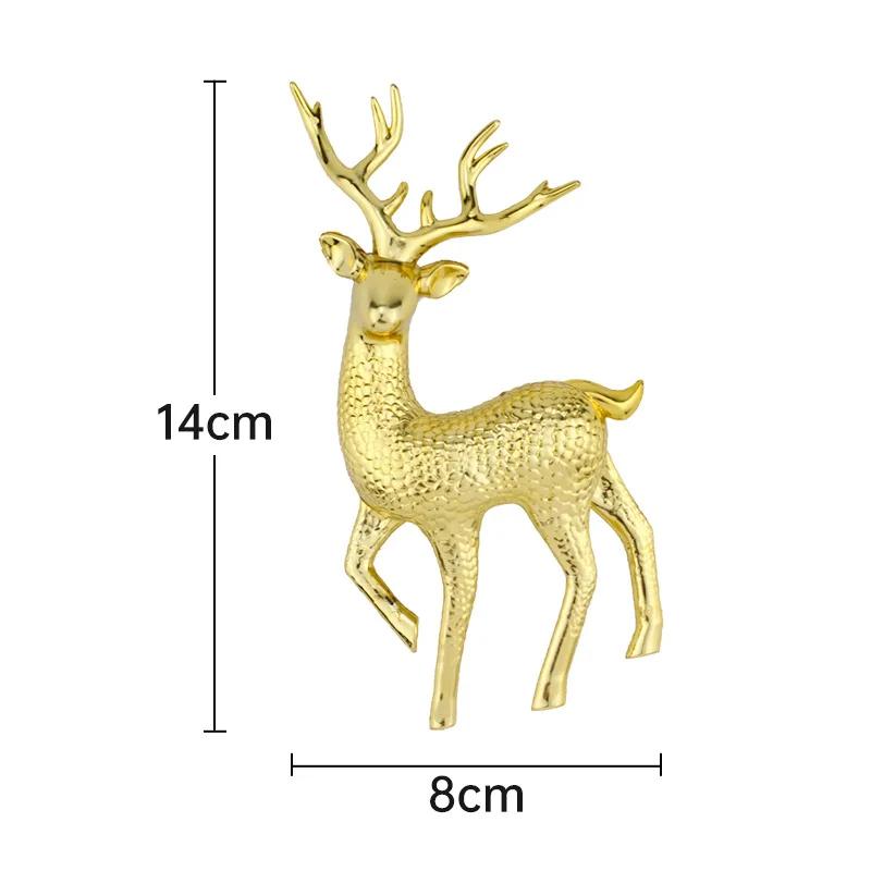 Gold Deer Statue Reindeer Figurines Plastic Elk Sculpture Living Room Luxury Home Christmas Decoration Tabletop Ornaments