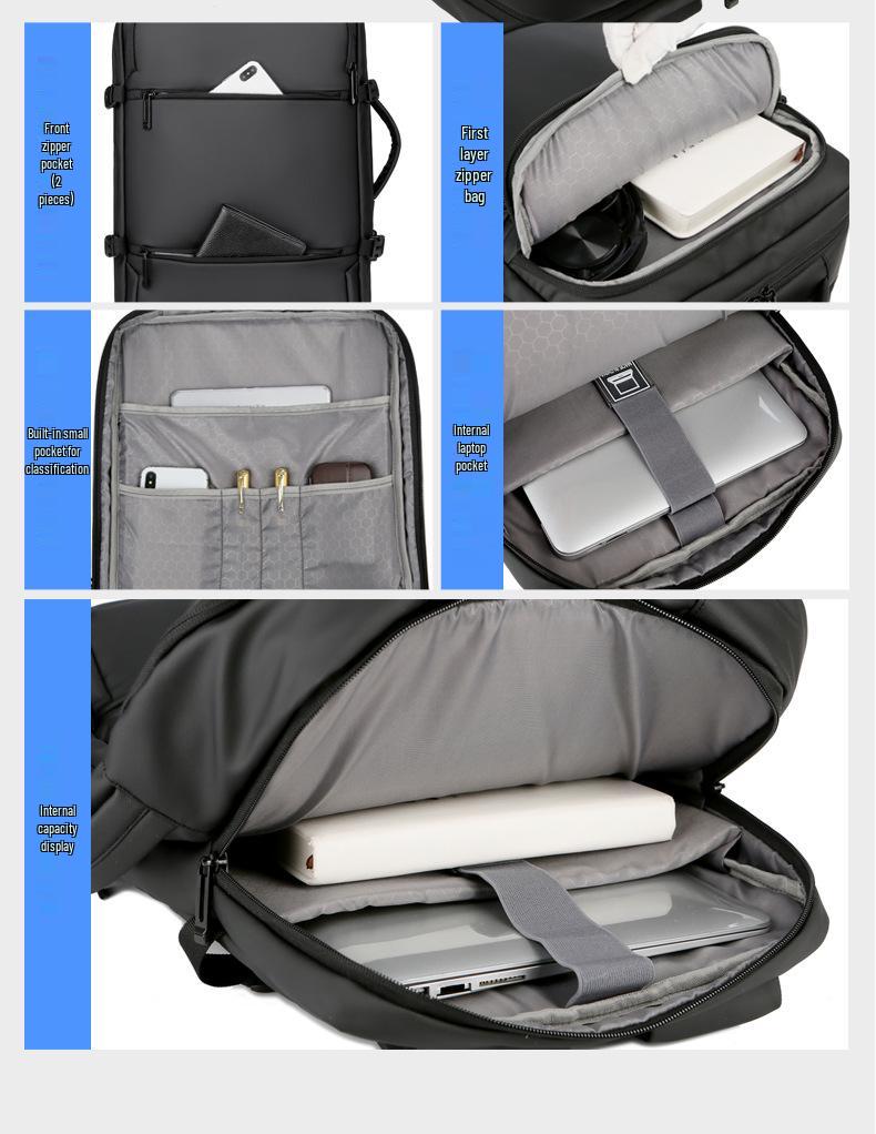 Men's Business Travel Backpack - High-End, Large-Capacity, Waterproof, Fashionable Computer and Shoulder Bag.