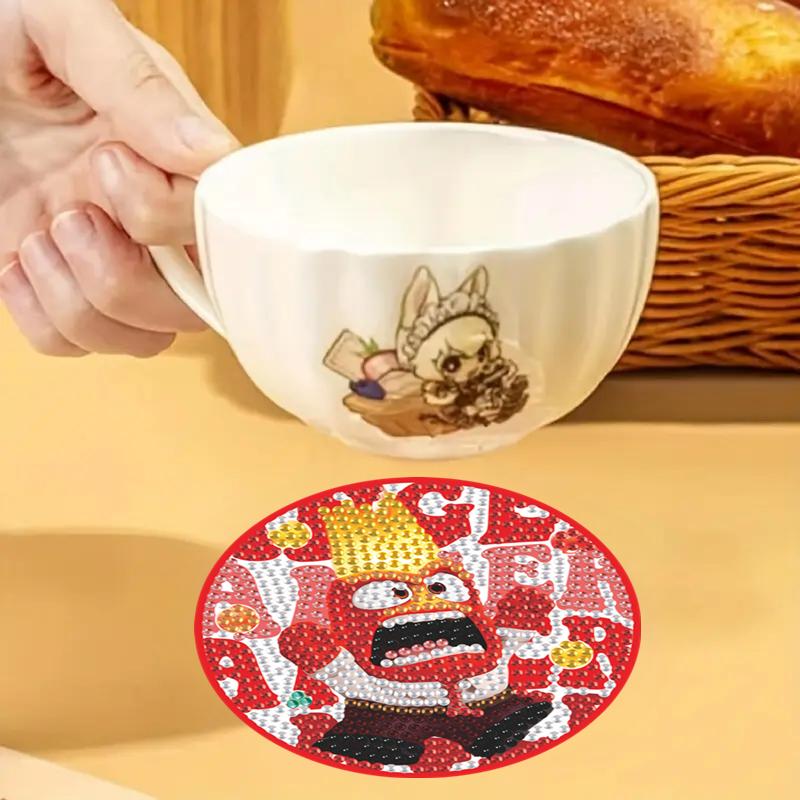 8 szt./zestaw Podkładki DIY do malowania diamentami z uchwytem Antypoślizgowe drewniane podkładki ociekowe Kryształowe cyrkonie Diamentowe podkładki artystyczne dla dorosłych