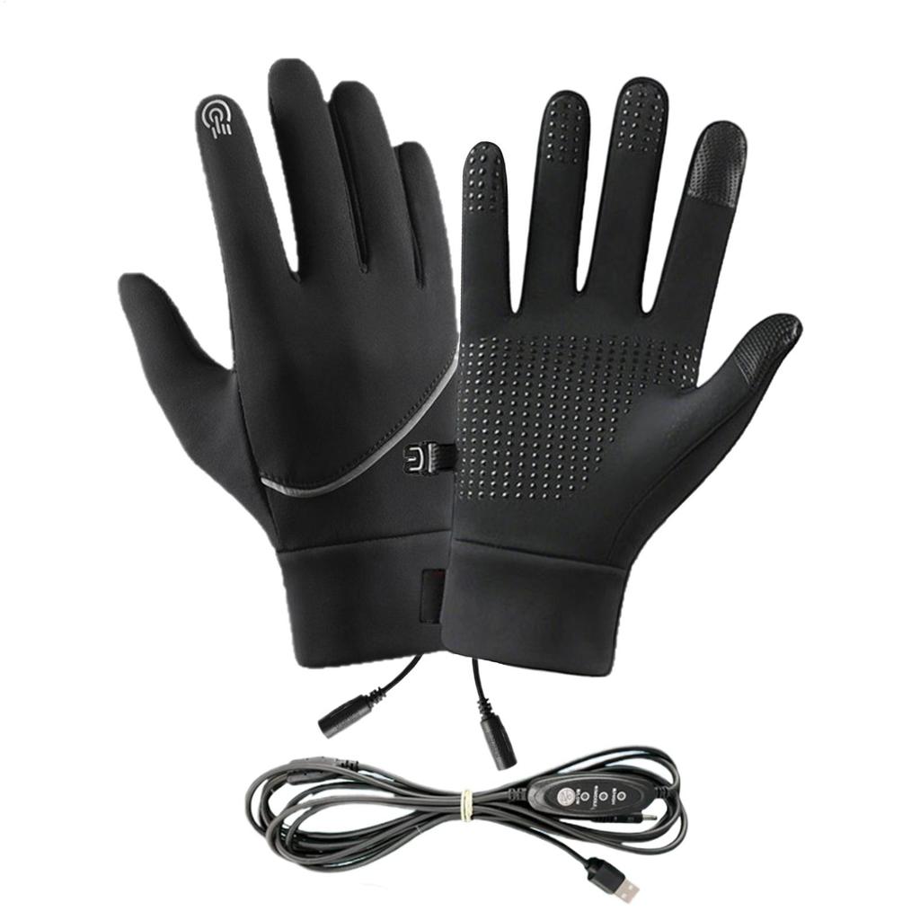 Motorcycle Gloves Heated Mittens USB Touch Screen Gloves 3 Gear Temperature Windproof Cycling Mittens Electric Heating Glove