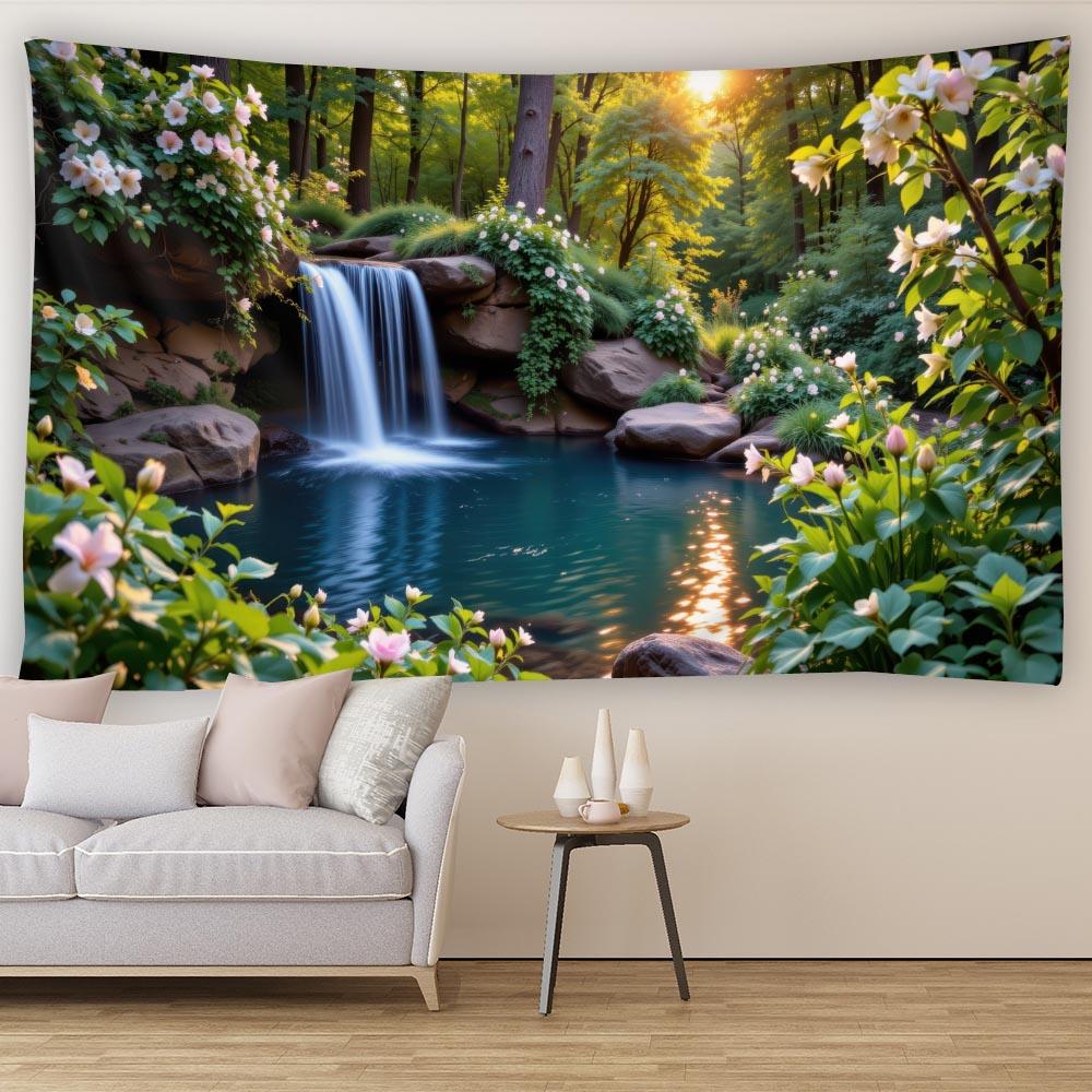 Tropical Waterfall Tapestry Jungle Aesthetic Healing Wall Art Multiple Patterns Home Decoration Wall Hanging