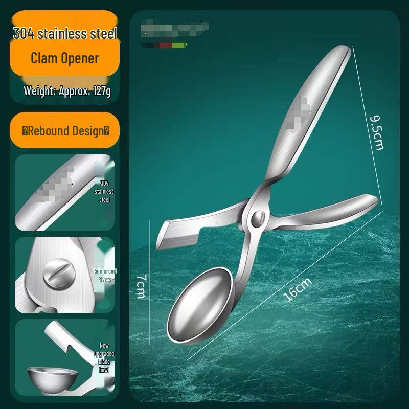 Stainless Steel Clam Opener Tool for Cockles & Vongole - Quick Shell Opening Pliers Clam Opener