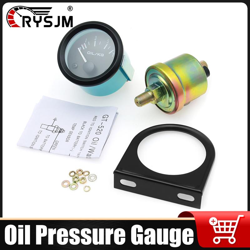2" 52MM Oil Pressure Gauge Kg Car Meter With Press Sensor Bracket Pod Holder Automotive Auto Car Accessories For 12V Vehicle