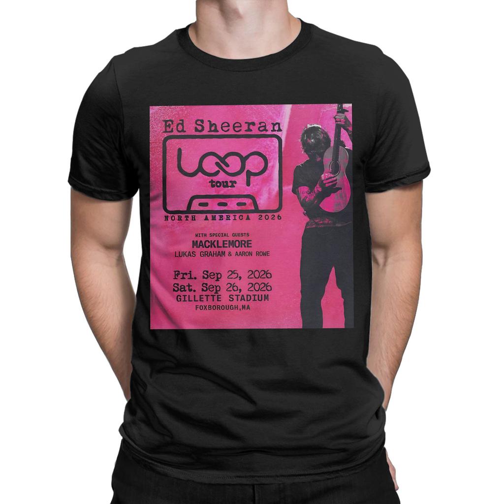 Ed Sheeran Loop Ed America Tour 2026 TShirt Summer Cool T Shirts Men Cotton O Neck Oversized Tees Short Sleeve Vintage Tshirt