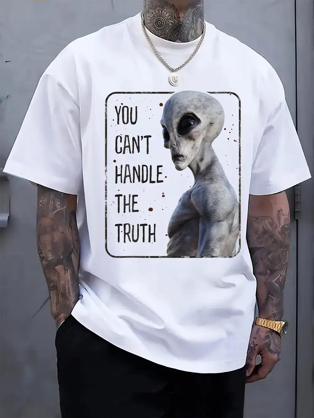 Alien Declaration Graphic T-shirt - Black Casual Crew Neck Short Sleeve Tee with White Xenomorph Print M