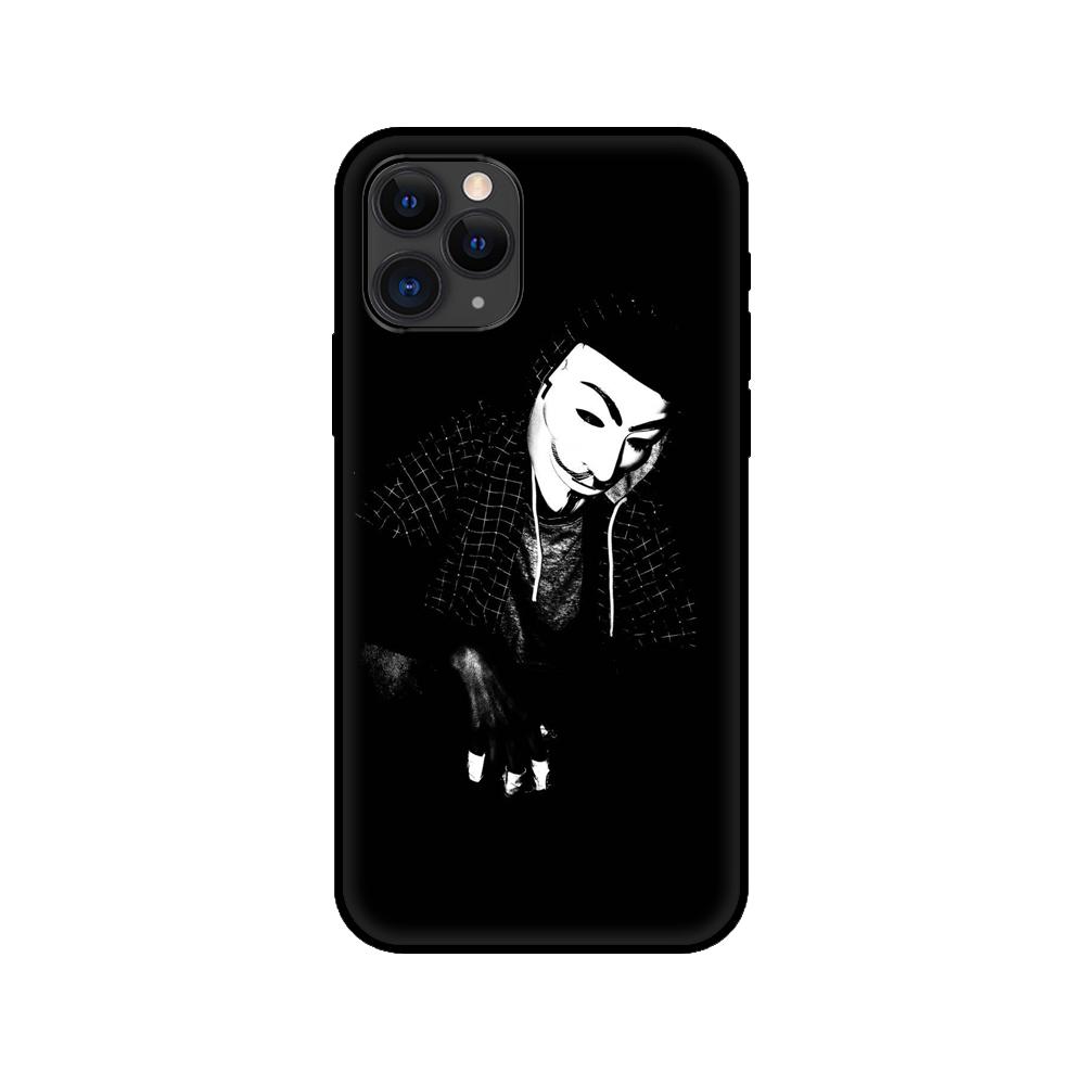 Black Tpu Case for Iphone 5 5s Se 2020 6 6s 7 8 Plus X 10 XR XS 11 12 Mini Pro MAX Back Cover Anonymous