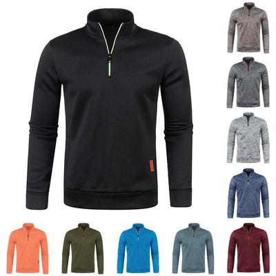 And Winter Men's Zipper Knitted Sweater Long Sleeved Thin Velvet Top