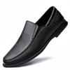 Newest Classic Men'S Loafers Genuine Leather Casual Shoes Men Soft Slip On Black Flats Male Business Hollow Breathable Dress Shoes