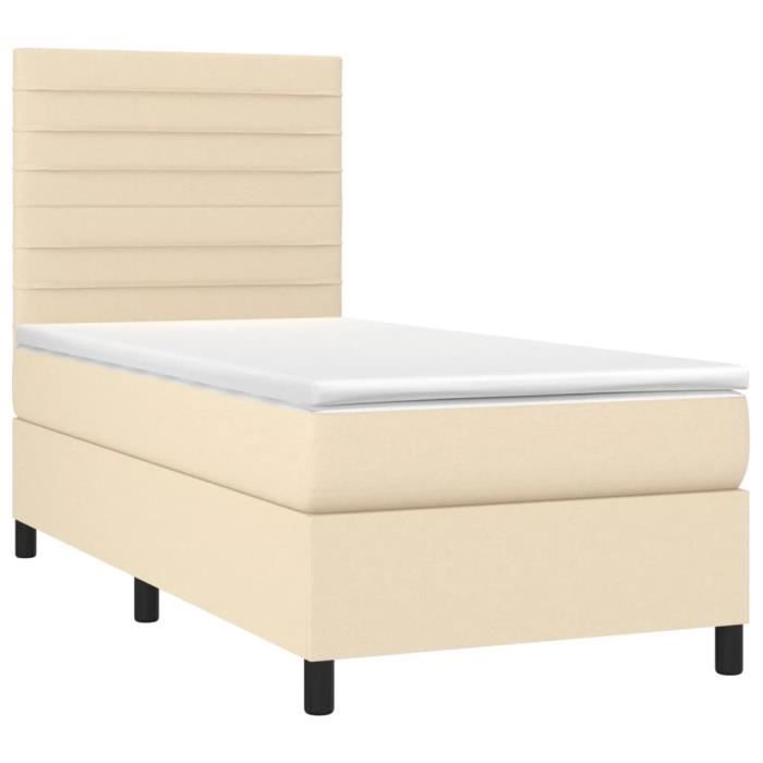 3141814 vidaXL Divan Bed with Mattress Cream 80x200 Cm Fabric