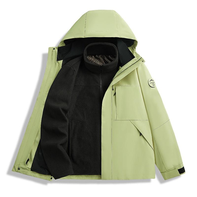 Mens Womens 3-in-1 Waterproof Windproof Hiking Jacket With Fleece Liner Outdoor Trekking Camping Winter