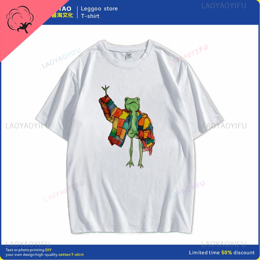 

Fun Style Cartoon Frog Print Tshirts for Men and Women Retro Shortsleeved Fashionable Casual Clothes Cotton Daily Wear S