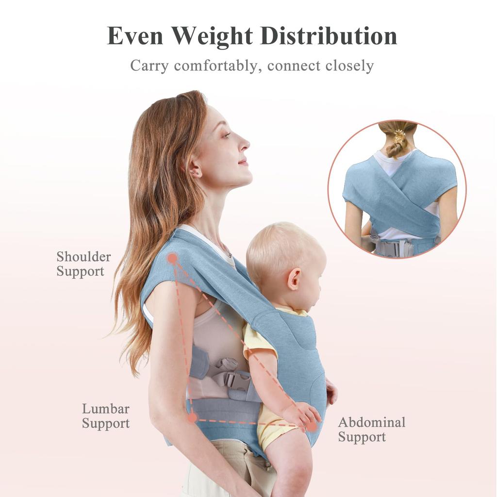 Newborn Carrier, Cozy Baby Carrier, Ergonomic Baby Wrap Carrier, Light Blue