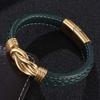 Men's Multi-layer Leather and Gold Stainless Steel Punk Bracelet