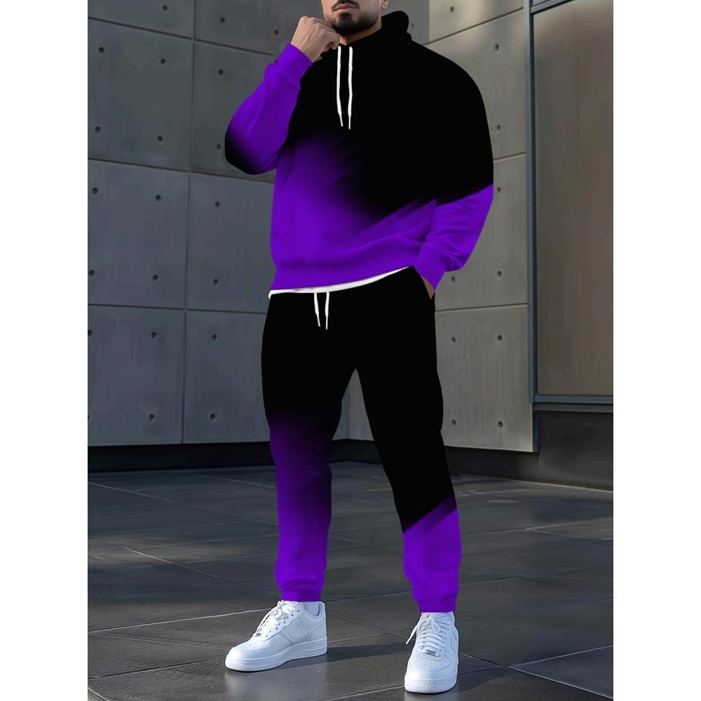 Ensemble Hoodie et Pantalon de Jogging Simple à Rayures Imprimé 3D pour Homme Sweatshirts Pantalons de Jogging Ensemble Décontracté Deux Pièces