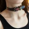 Temperature-Sensitive Leather Choker for Women Exquisite Punk Belt Buckle Necklace Fashion Sexy Y2K Versatile Party Jewelry Gift