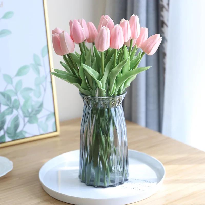 1pcs Bouquet Silicone Artificial Tulip Wedding Home Decoration Bouquet with Stems for Home Wedding Decoration