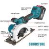 2000W 125mm Brushless Cordless Electric Circular Saw 0- 45° Adjustable Handle Power Tools Woodworking Machine Wood Cutters