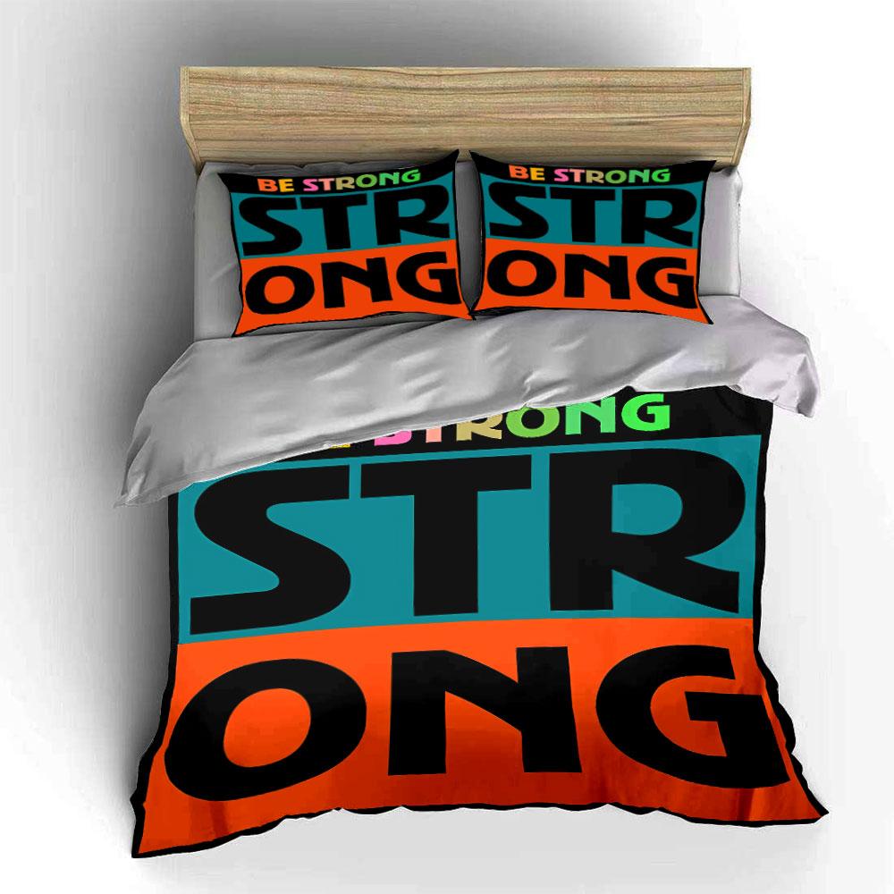 Be Strong Motivational Set Bedding Duvet Cover Set Duvet Cover Pillowcases  (1*Duvet Cover 2*Pillowcases, without duvet insert)