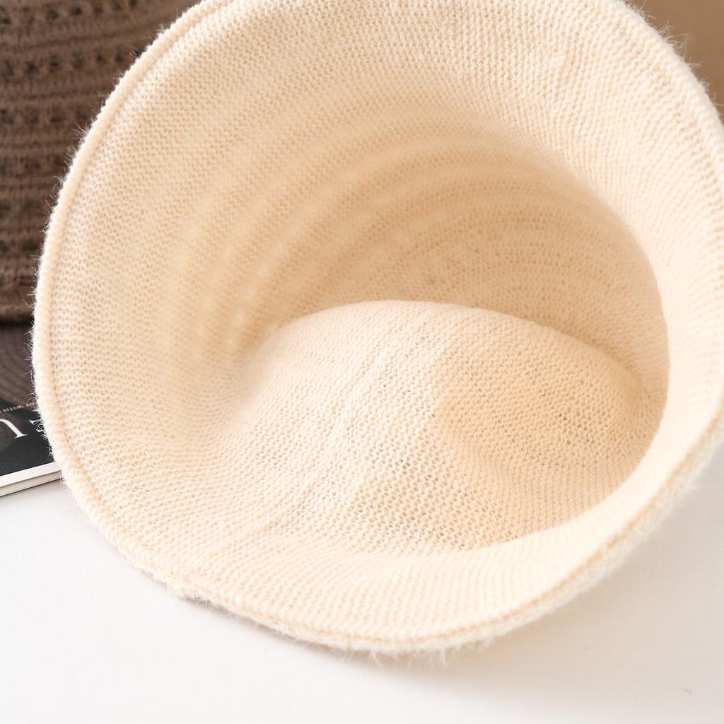 Winter Knit Bucket Hat For Women Thickened Solid Dome Fisherman Cap Cold-Proof Hat, Vintage Warm Keep Winter Fashion Accessory