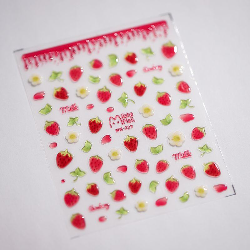 

Season Moisturizing Jelly Texture Strawberry Three-Dimensional Relief Nail Stickers Waterproof Nail Sticker Decorative Jewelry Mn327 MN327 (jelly)