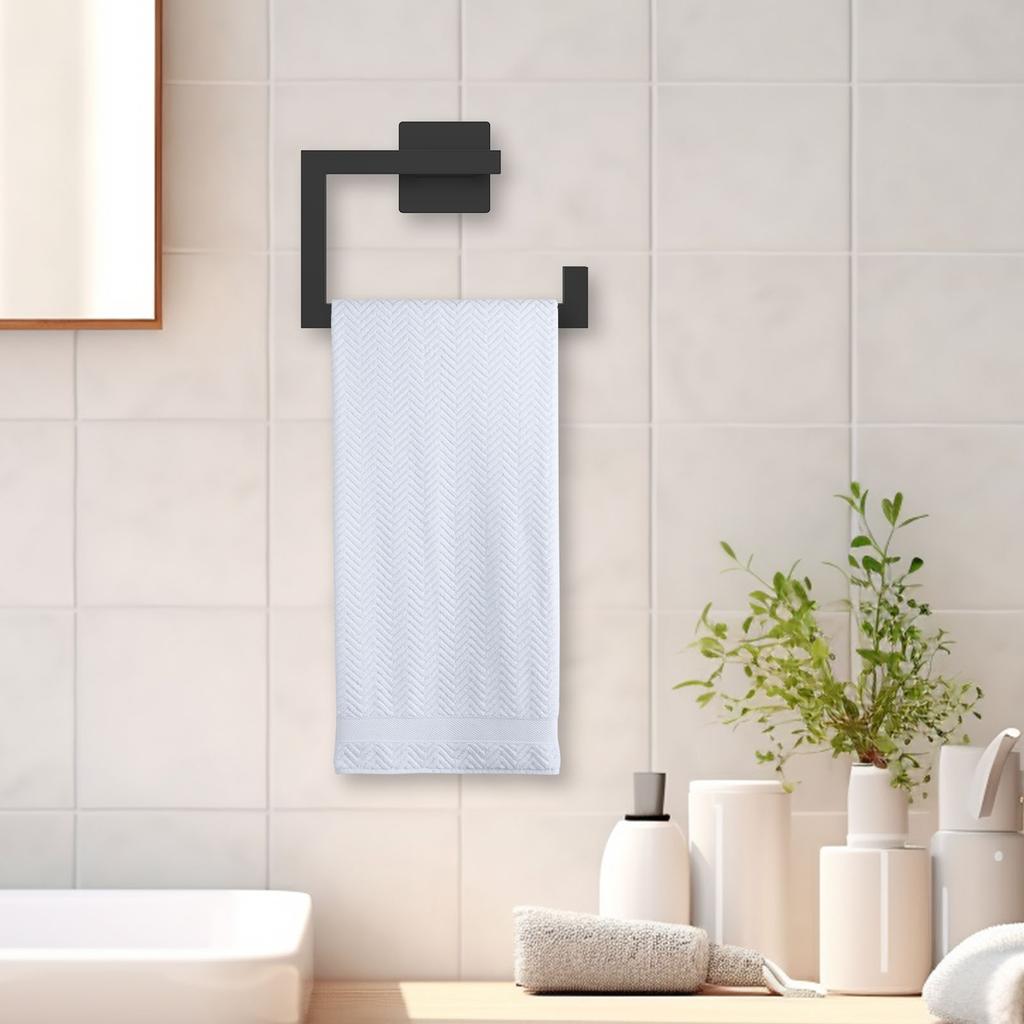 Stainless Steel Towel Holder Wall Mounted Square Towel Holder Toilet Paper Holder Dispenser Towel Ring with Screw for Bathroom