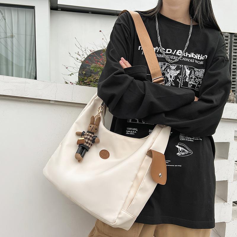 Canvas Bag Women's High End Versatile Niche Dumpling Bag Solid Color One Shoulder Crossbody Bag