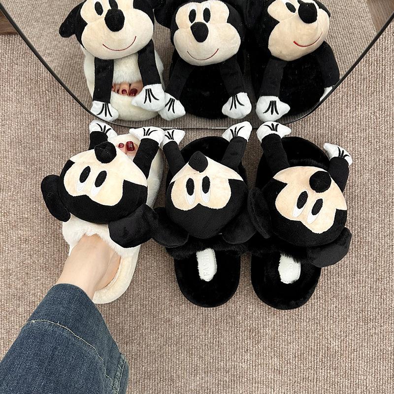 Mao Mao slippers women's outer wear 2025 new autumn and winter Korean version thick bottom height increase small home plush cotton slippers