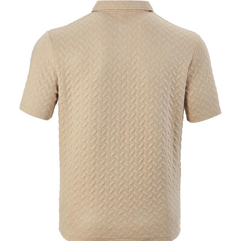 Thin, Breathable, Sweat-wicking, Loose-fitting, Casual, Solid Color Jacquard Men's Short-sleeve Polo Shirt