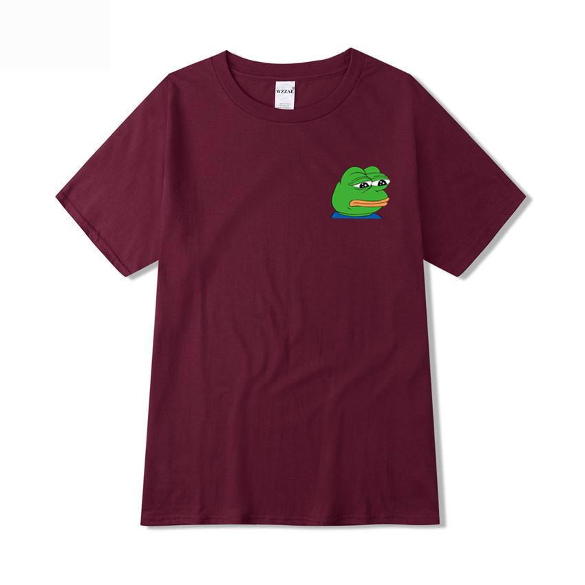 Summer Men T-Shirt Sad Frog Mens Clothing Printed Funny T Shirts Casual Short Sleeve Tops Cotton Tee Shirt For Man Loose Tshirt