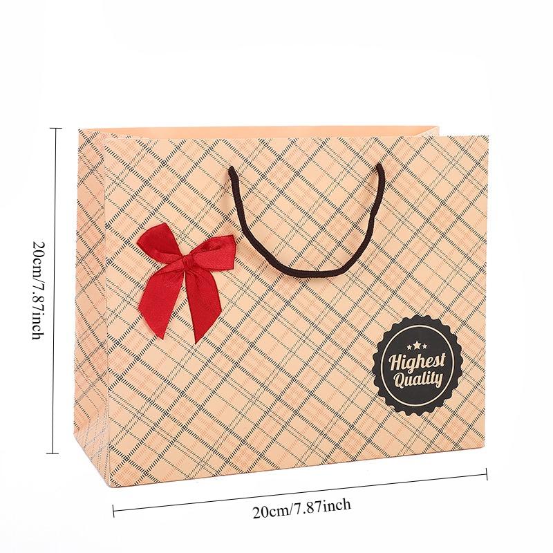1pc Gift Bag, Checkered Striped Paper Bag, Mini Gift Bag, Birthday Tote Bag