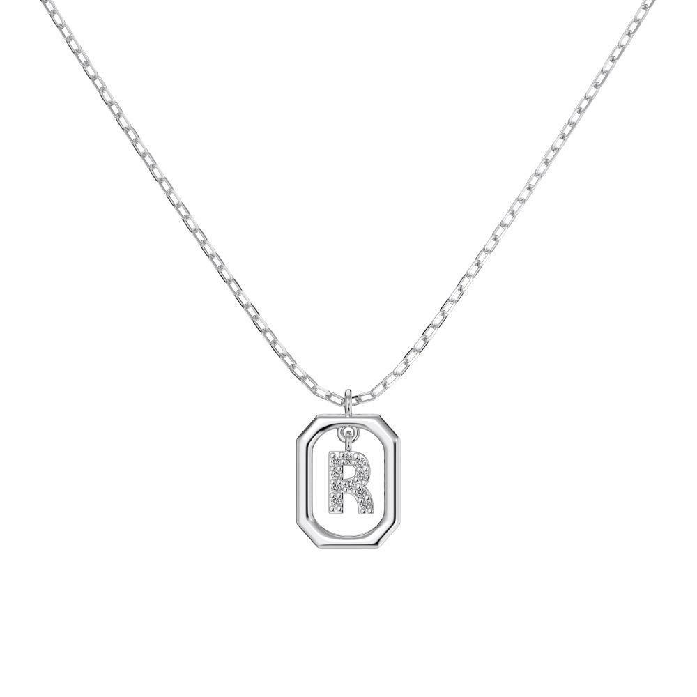 925 Silver Alphabet Pendant Necklace with Zircon Detailing - Women's Elegant & Unique Design