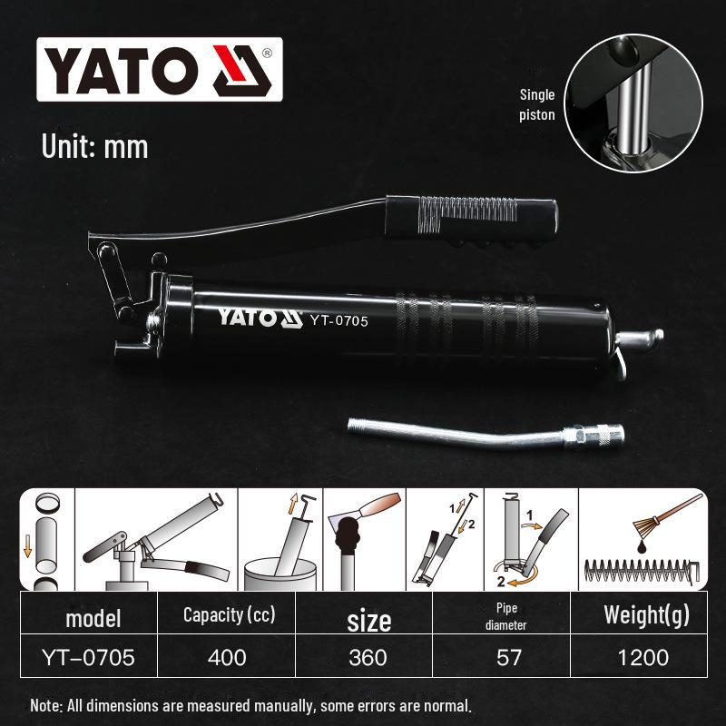 "Yiertuo Industrial-Grade Grease Gun with Single/Double Piston Pneumatic Nozzle and Manual Hose"