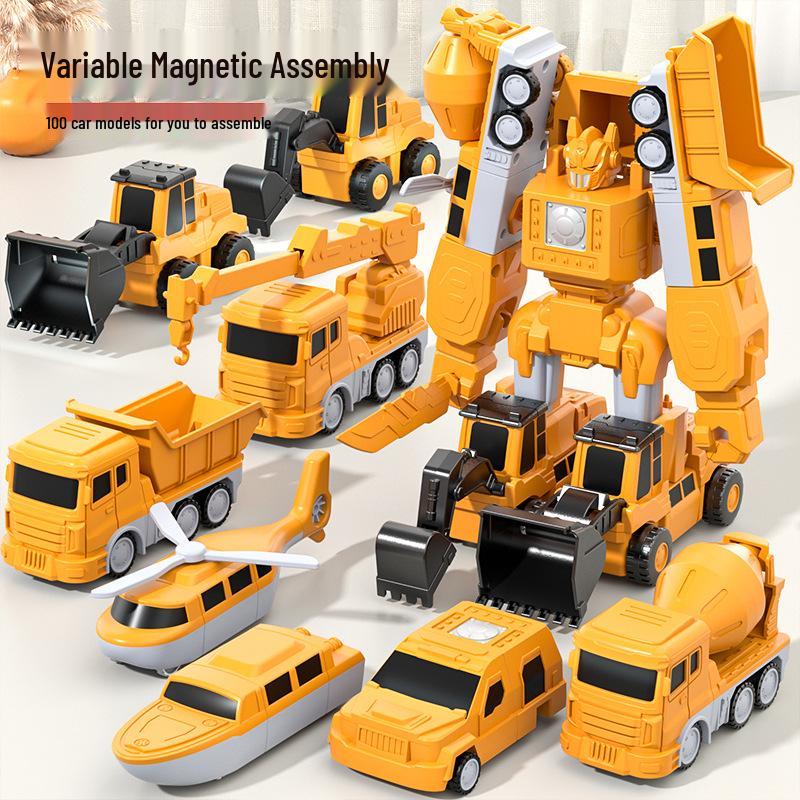 

Children s Magnetic Transforming Construction Robot Toy Set, for Ages 3 and Up.