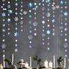 3pcs 39Ft Winter Wonderland Party Decoration Iridescent Snowflake Garland Holographic Paper Snowflake Streamer Snowflake Christmas Decoratio