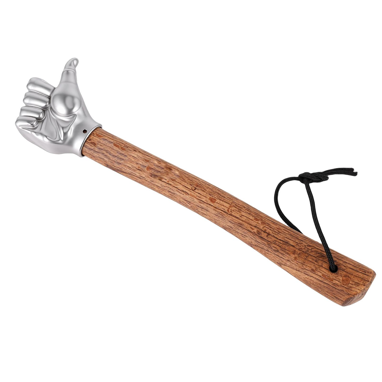 

Thumb Hammer Stainless Steel Solid Wood Handle Decorative Hand Shaped Hammer for Outdoor Camping Home Office Decor