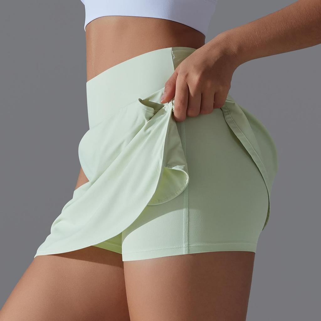 Women Yoga Short Skirts With Porkets Elastic Slim High Waist Sports Skirts Black Summer Hot Girl Skirts