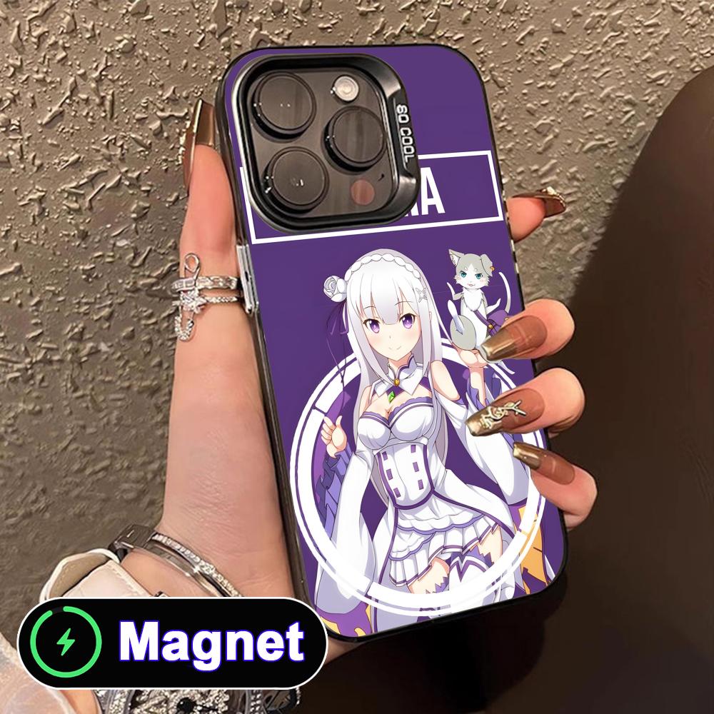 ReZero Emilia Waifu Translucent MagSafe Mobile Phone Case for iPhone 17 16 15 14 13 12 11 Air Pro Max Plus Colorful Cover iPhone 11