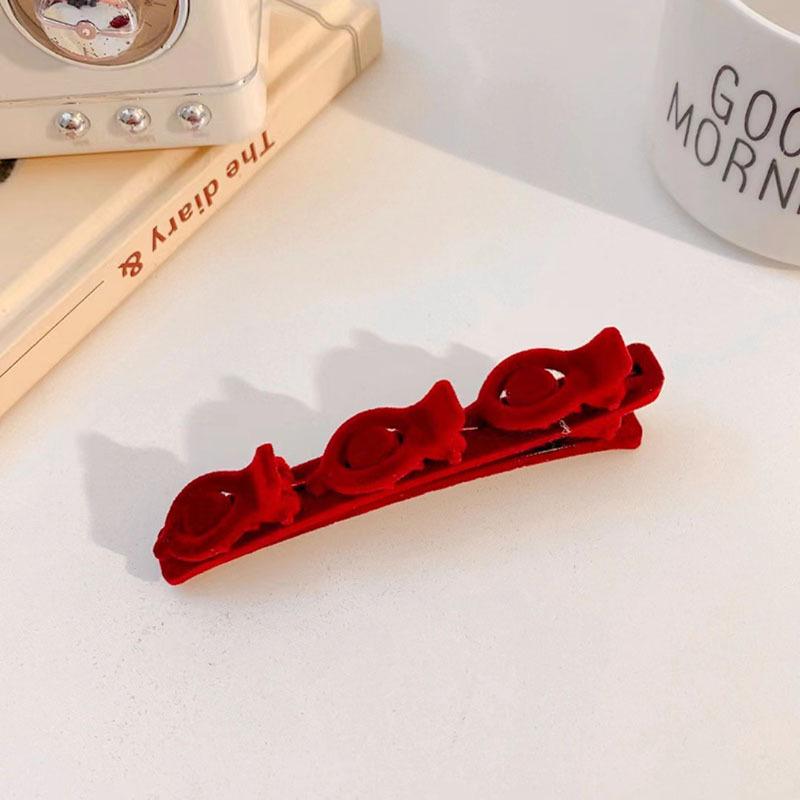 Flocked Velvet Braided Duckbill Hair Clip for Women