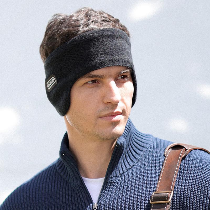 Winter Running Earmuffs for Men Double-Layer Warm Elastic Thicken Plush Earmuffs Outdoor Sports Cycling Windproof Fleeze Earflap