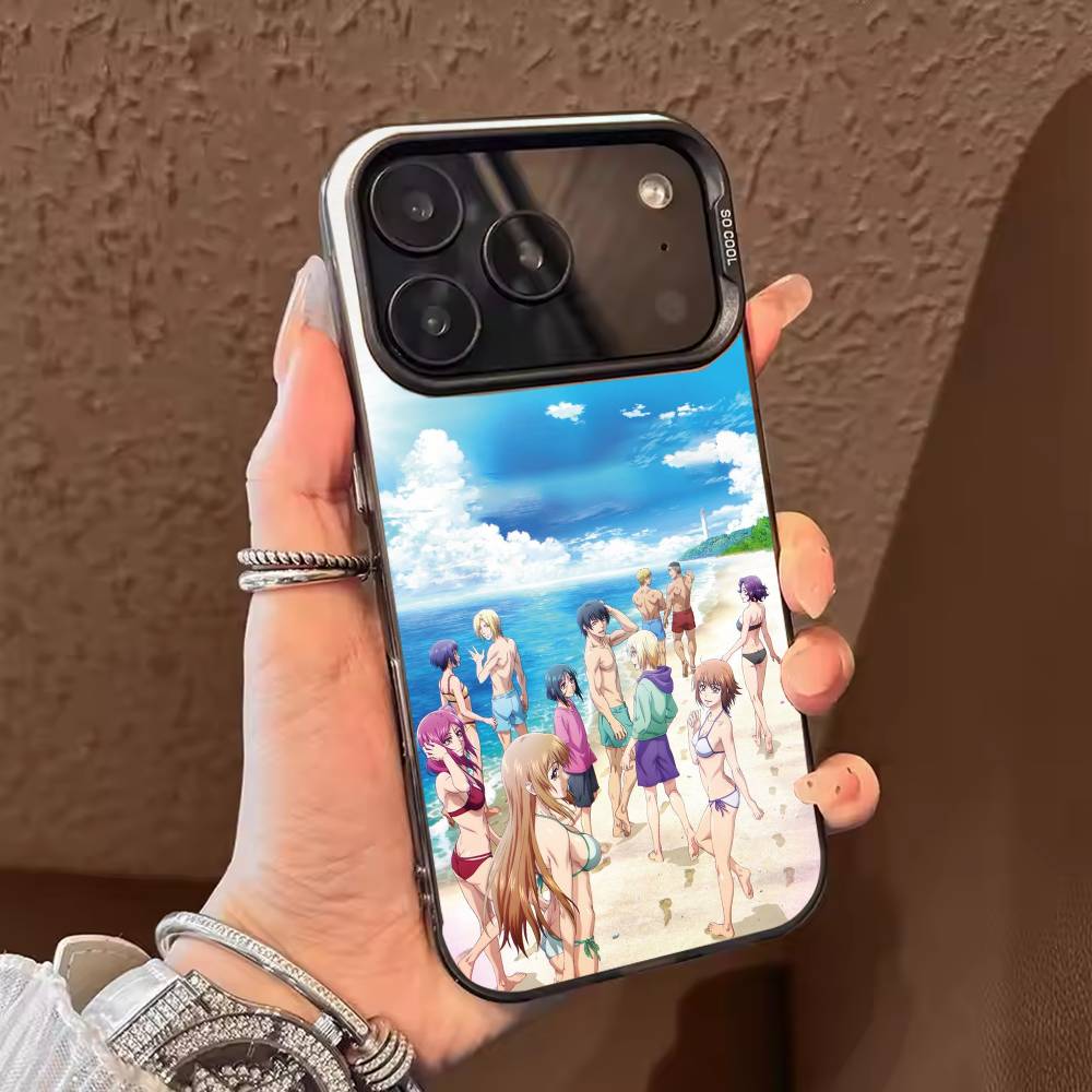 Anime Grand B-Blue Dreaming Phone Case For iPhone 17 16 15 14 13 12 11 Pro Max Plus Silver candy Matte Cover