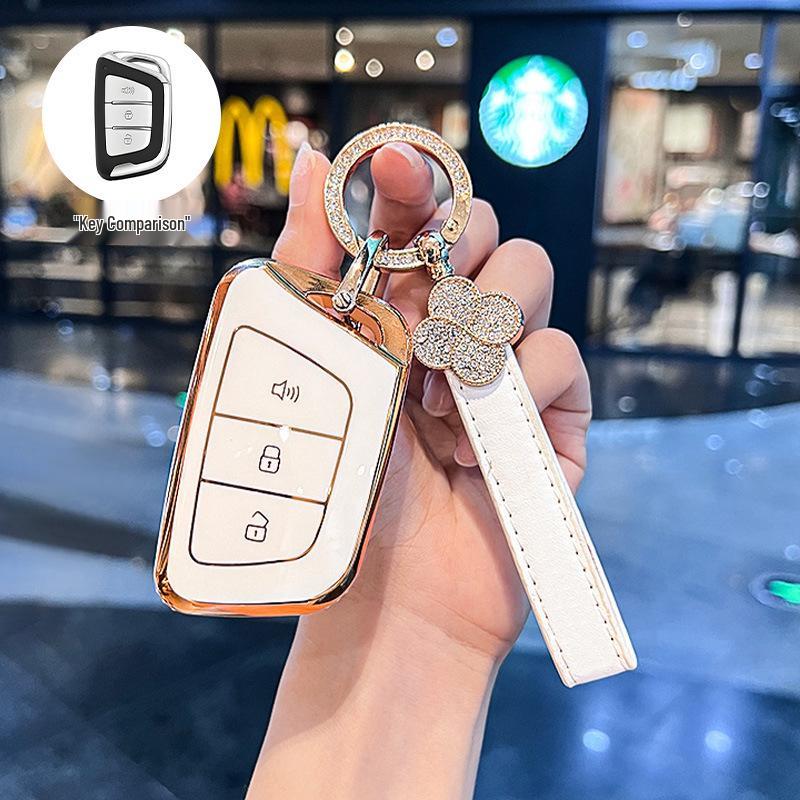 Compatible Car Key Cover for JAC Jiayue A5, X4, X7, iC5, iEVS4/7S, T8 Refine, S4, S7, M6 with Buckle